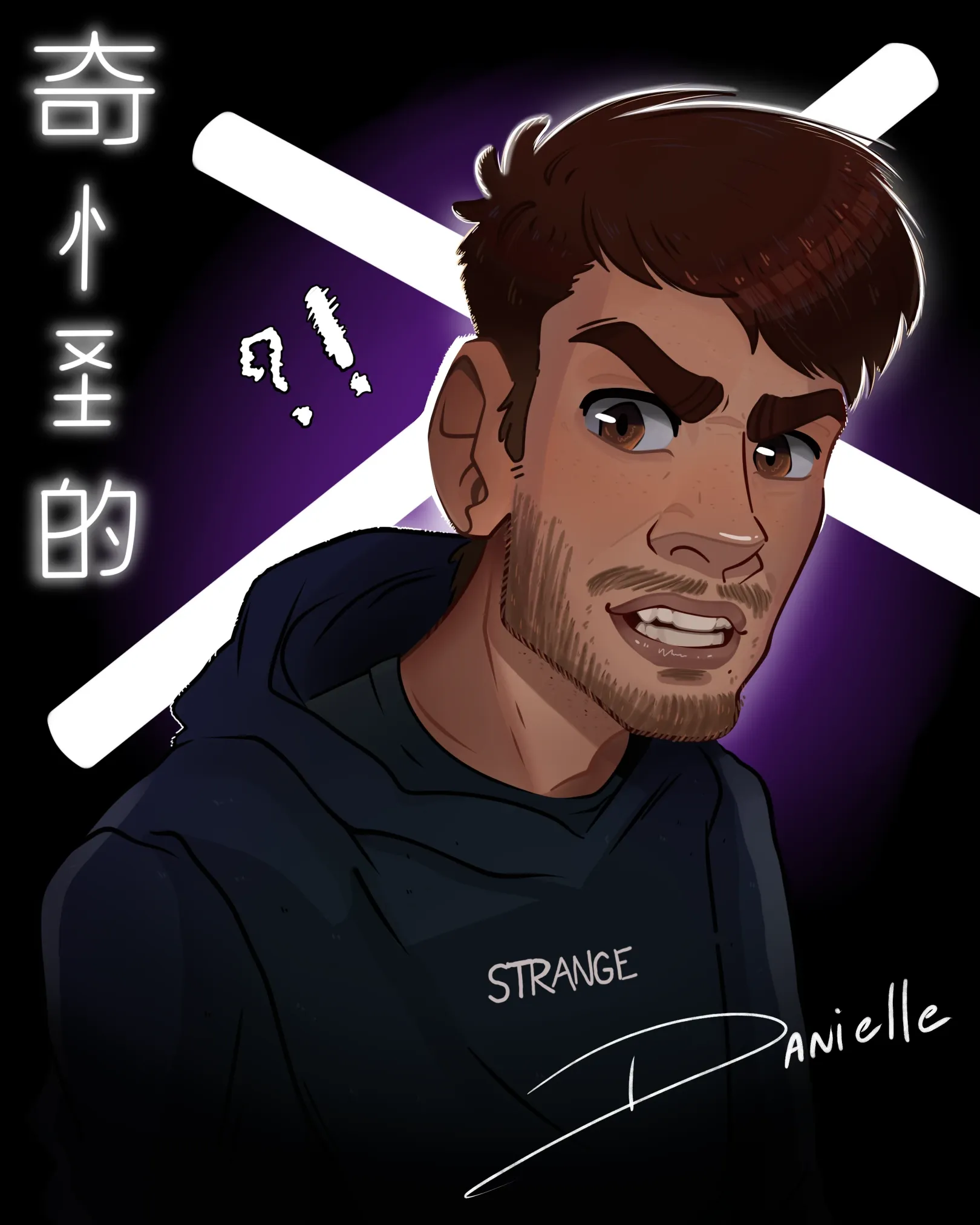 Chandler Hallow fan art illustration — YouTuber portrait from MrBeast crew