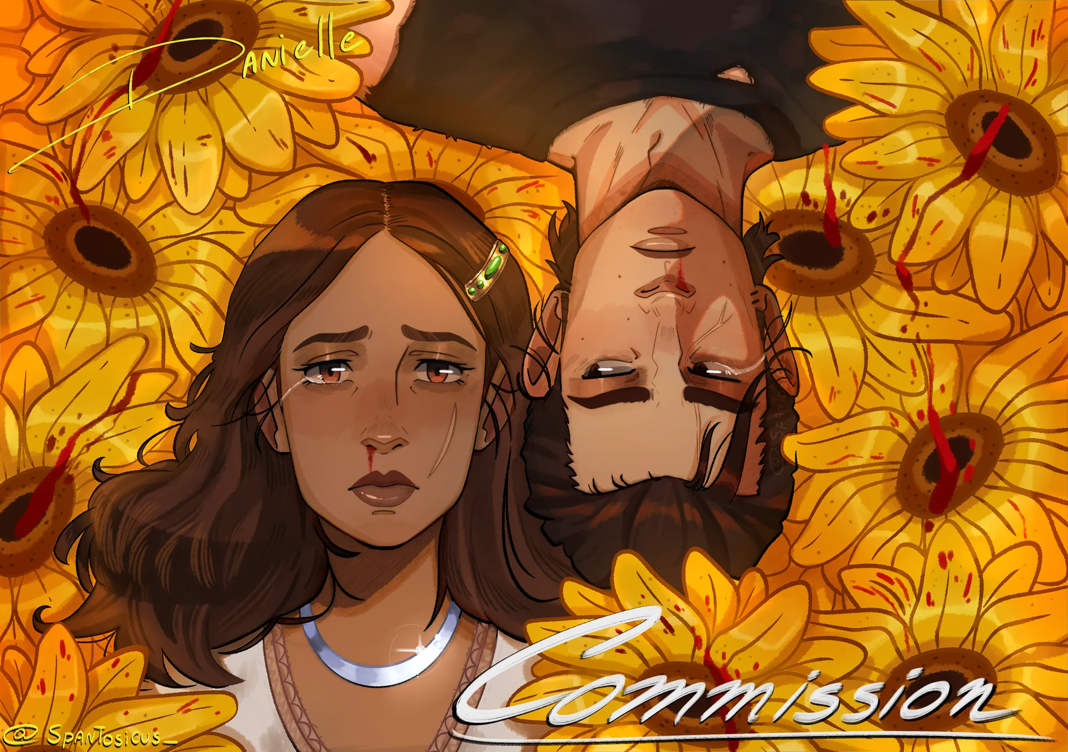 Commission: Illustration of Maria and Johnny from the game "The Texas Chain Saw Massacre"